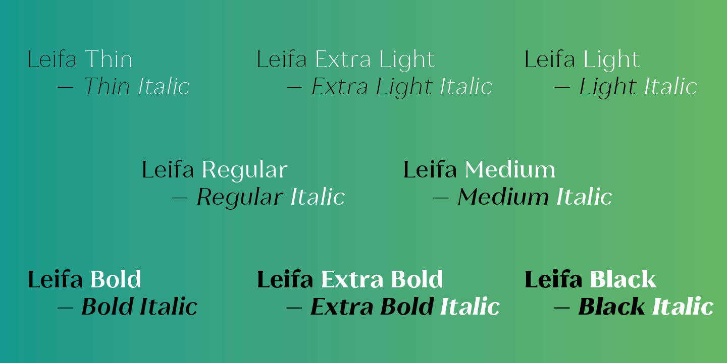 Beispiel einer Leifa Extra Light Italic-Schriftart